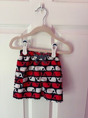 Mud Pie Boys Whale Swim Shorts - Red, Black & White